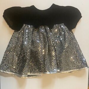 Girls Black and Silver Sequin Dress